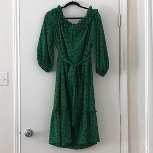 green polka dot dress